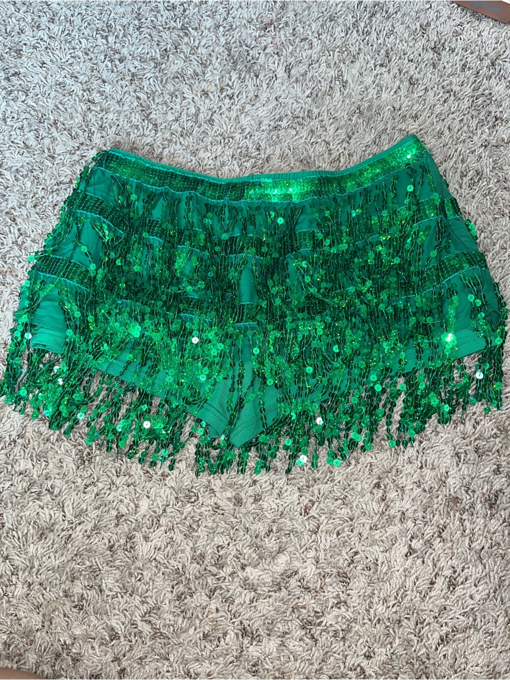 SHEIN Green Sequin Fringe Shorts